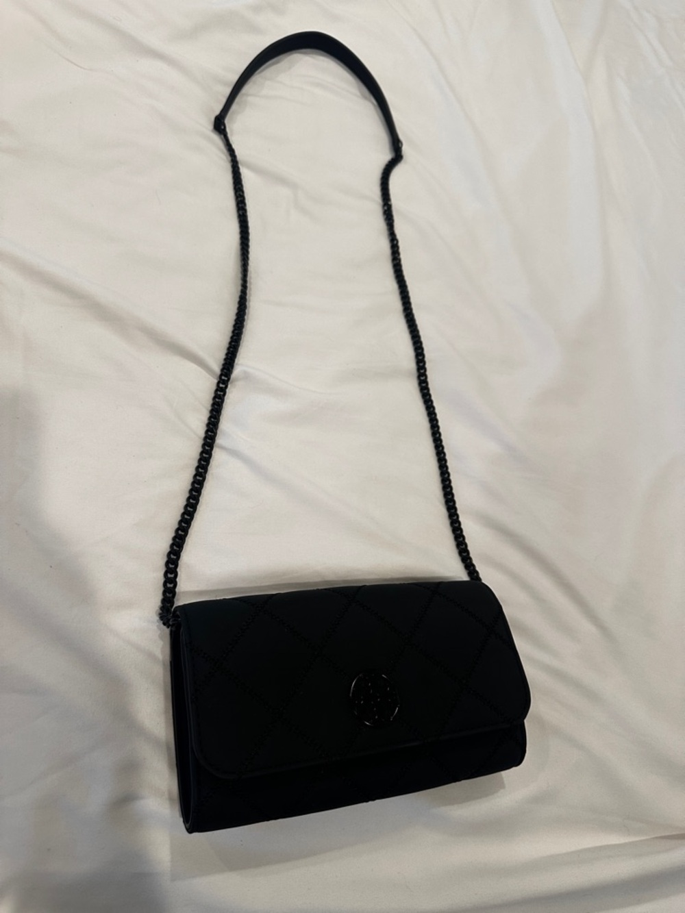 Tory Burch Willa Black Quilted Chain-Shoulder Crossbody wallet purse - Picture 2 of 12
